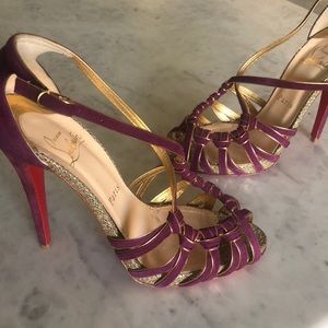 Christian Louboutin Purple and Gold sandal SZ 7.5